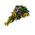 Solsikke Bårebuket med solsikker, roser og lisianthus