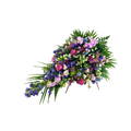Rosa og Lilla Bårebuket med orkideer, roser og lisianthus