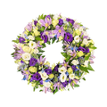 Lavendel og Hvid Krans - begravelseskrans med lavendel-lilla og hvide blomster