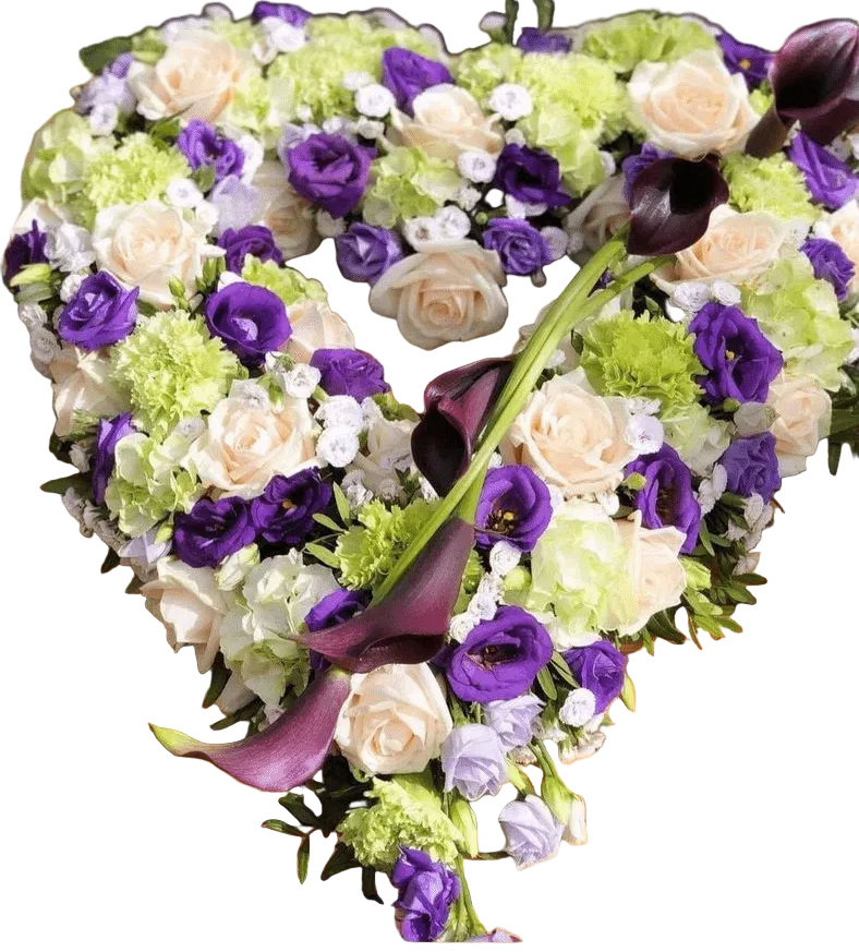 Elegant Hvidt og Lilla Hjerte med Calla