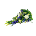 Blå og Hvid Bårebuket med blå og hvide blomster